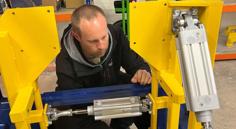 Craig completing assembly in the workshop on a bespoke machine